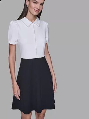 NWT Karl Lagerfeld Paris Scuba Crepe Fit & Flare Dress Size 14